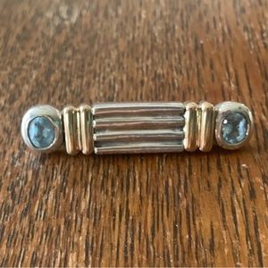 Antique 14k, Sterling and Blue Topaz Bar pin.